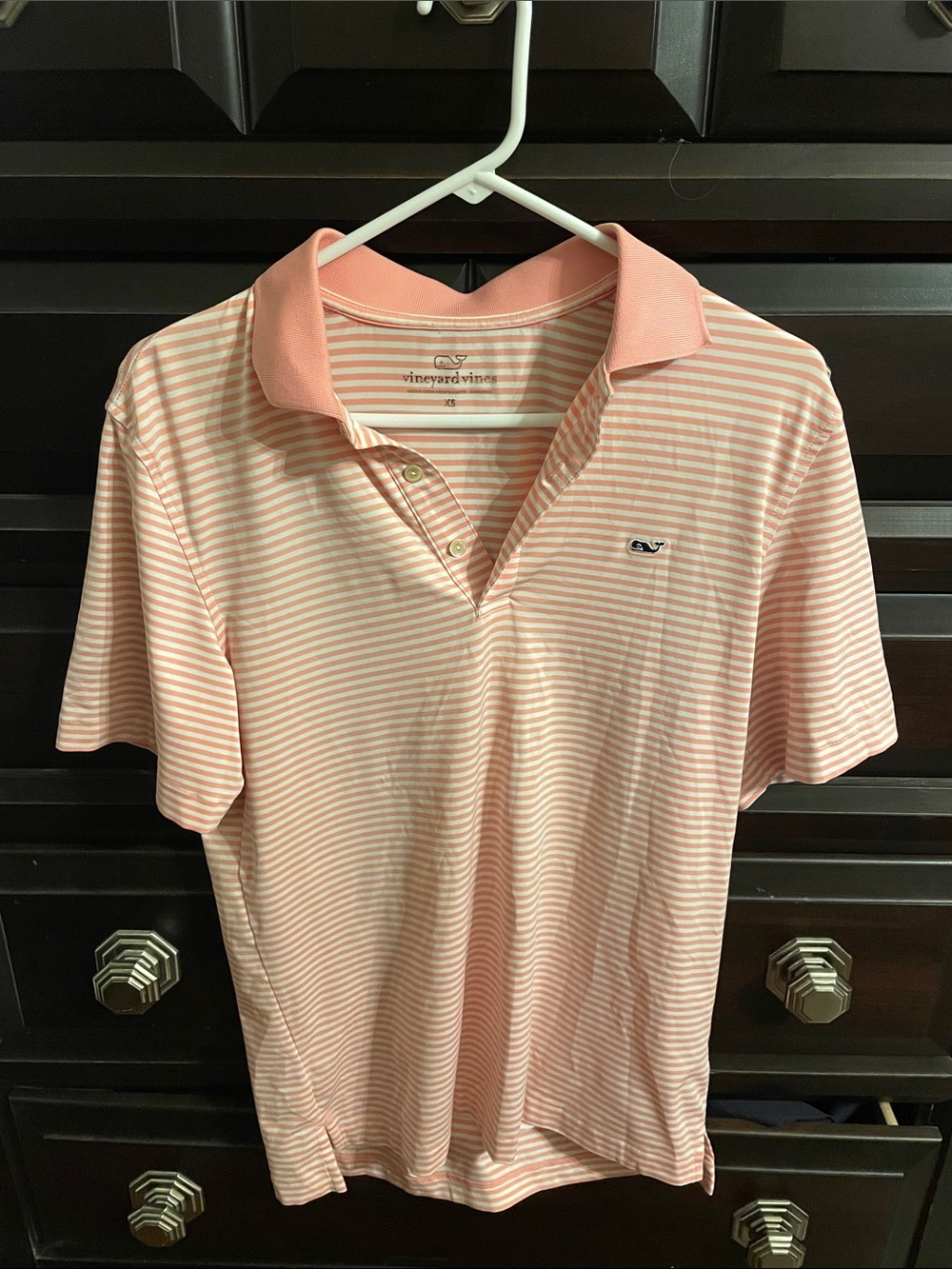 Vineyard Vines Pink & White Striped Polo